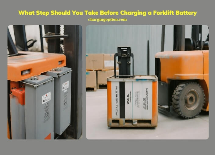 what step should you take before charging a forklift battery